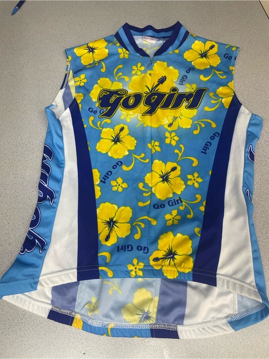 Go girl Tops - Women's Blue & Yellow Floral Cycling Jersey